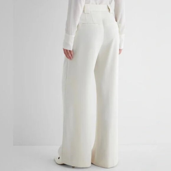 Express Stylist Cream Ivory High Waisted Pleated Wide Leg Pant - Picture 16 of 16